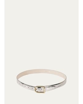 Déhanche Mija Mirror Croc-Embossed Leather Belt