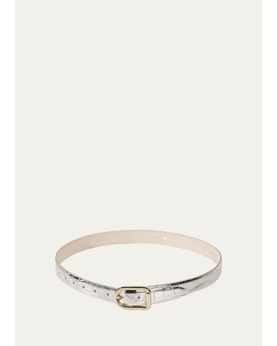Déhanche Mija Mirror Croc-Embossed Leather Belt