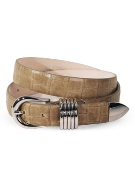 Déhanche Women's Hollyhock Alligator-Embossed Leather Belt