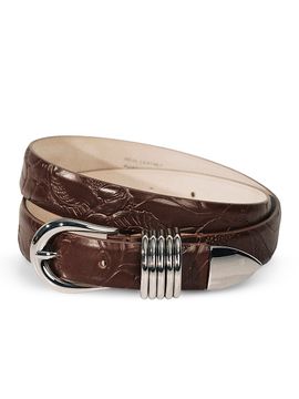 Déhanche Women's Hollyhock Floral-Embossed Leather Belt