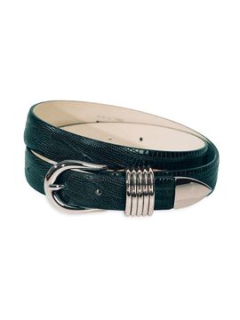 Déhanche Women's Hollyhock Lizard-Embossed Leather Belt