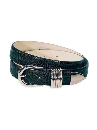 Déhanche Women's Hollyhock Lizard-Embossed Leather Belt