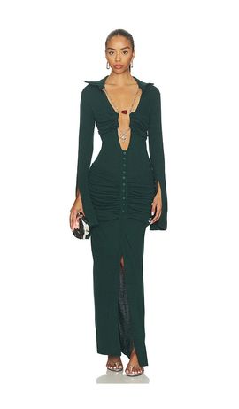 tartan dress with long sleeves Calla Silk Maxi Dress in Tartan Nocciola XS