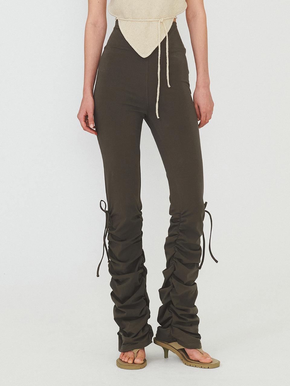 DIAGONAL Activity Shirring Pants - Khaki