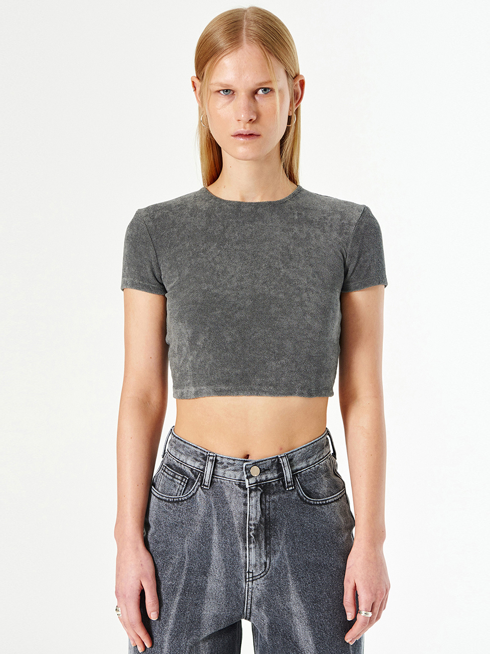 DIAGONAL Back Point Terry T-shirt _ Grey