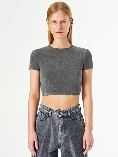 DIAGONAL Back Point Terry T-shirt _ Grey