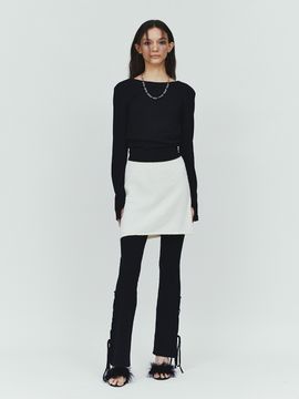 DIAGONAL Back String Ribbon Tee (Black)