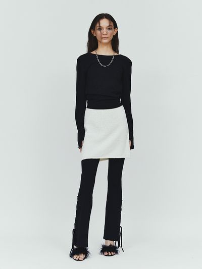 DIAGONAL Back String Ribbon Tee (Black)