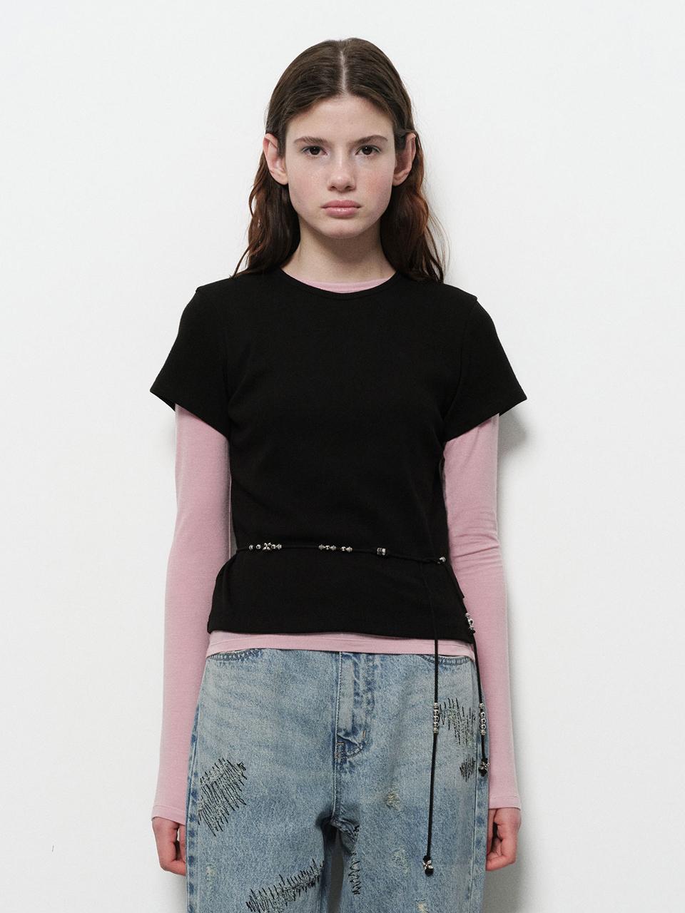 DIAGONAL BASIC HALF SLEEVE TEE [black]