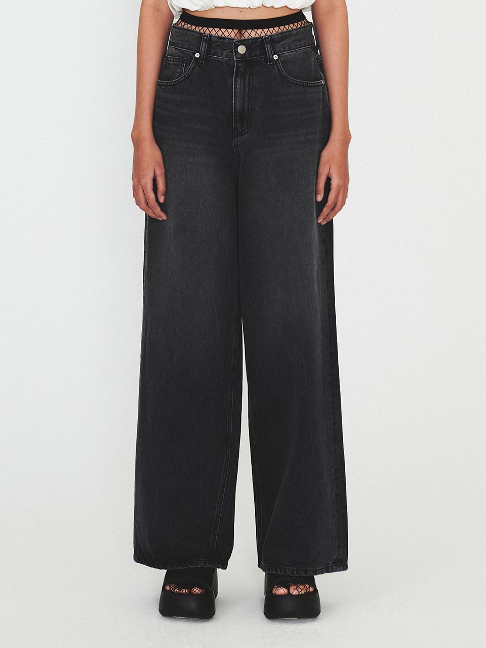DIAGONAL Basic Washing Denim Pants - Black