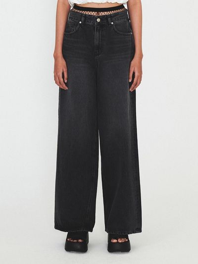 DIAGONAL Basic Washing Denim Pants - Black