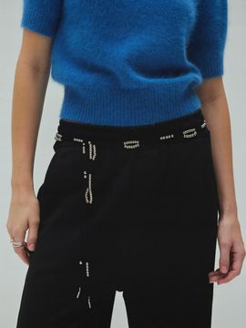 DIAGONAL BEAD SUEDE BELT (black)