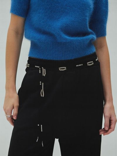 DIAGONAL BEAD SUEDE BELT (black)