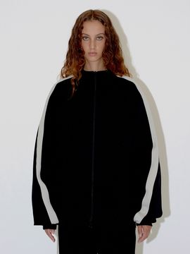 DIAGONAL Comfy Track Zip-Up Jacket - Black