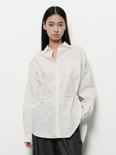 DIAGONAL CURVED STRING SHIRTS [WHITE]