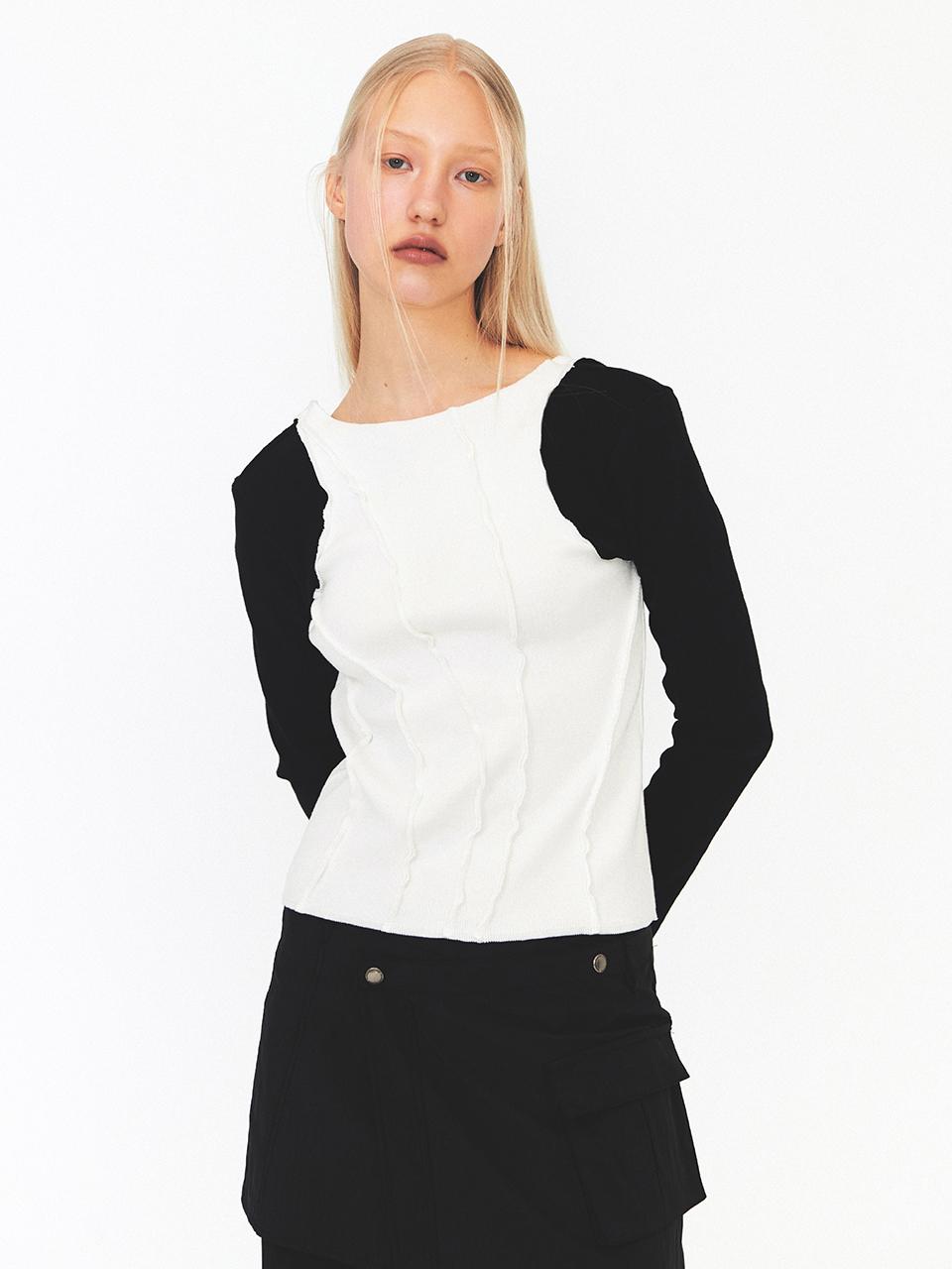 DIAGONAL Cutting Ribbed Tee - Mix1