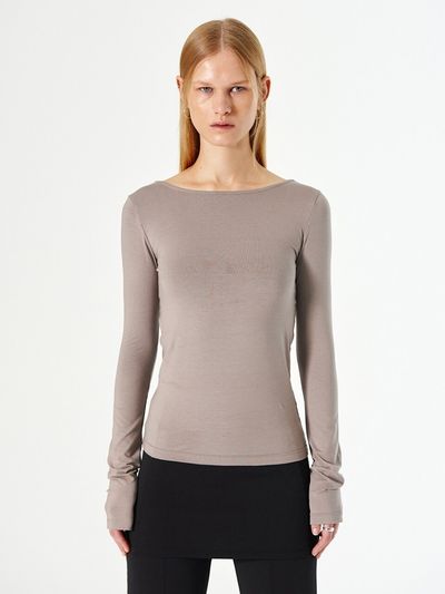 DIAGONAL Deep Back Strap Shirt_Gray
