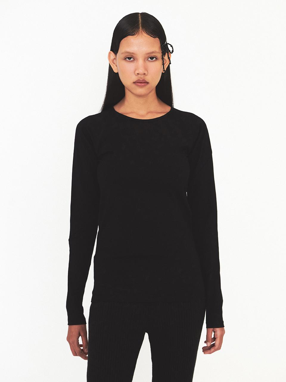 DIAGONAL Lace Raglan Tee - Black