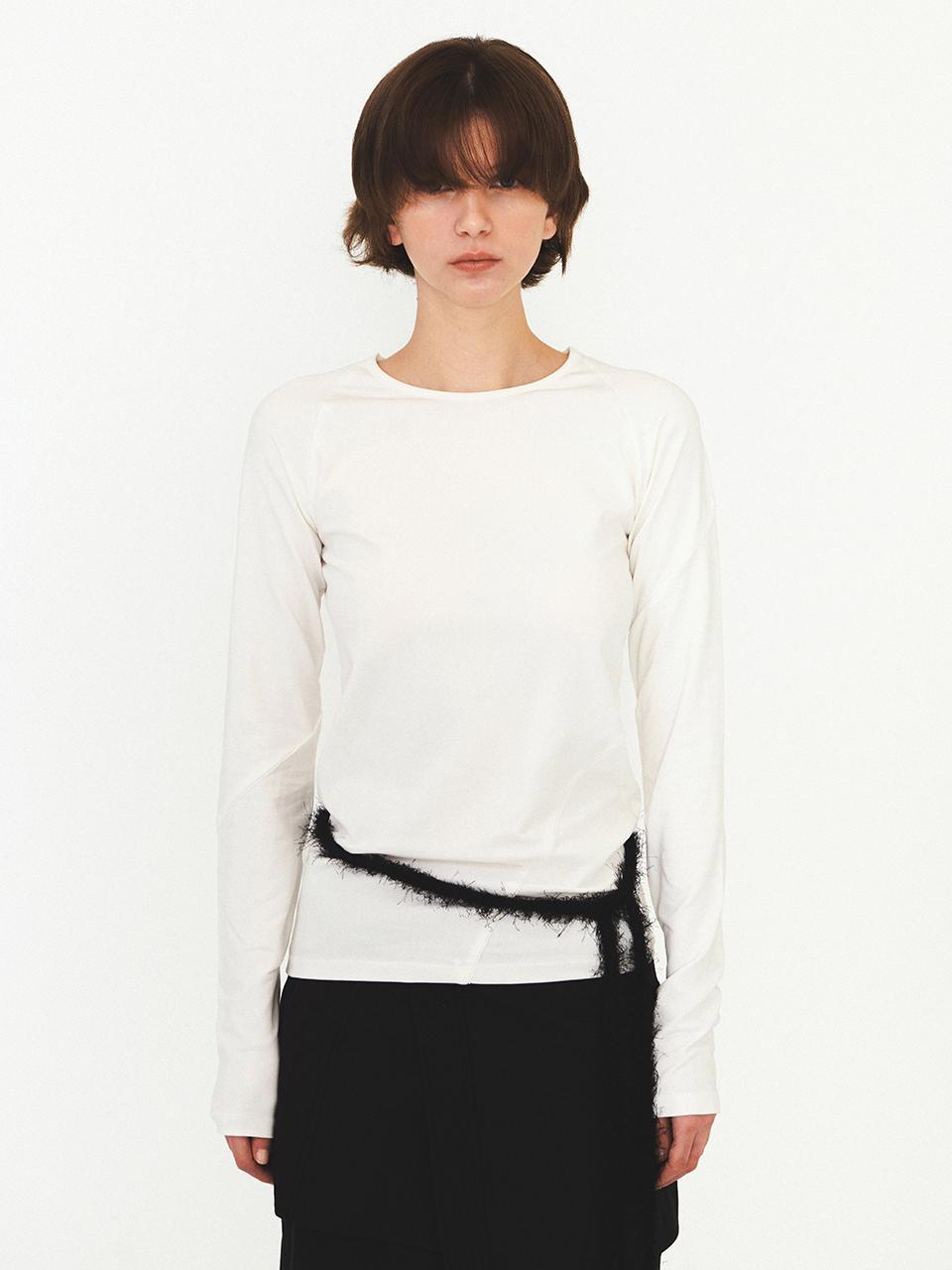 DIAGONAL Lace Raglan Tee - White