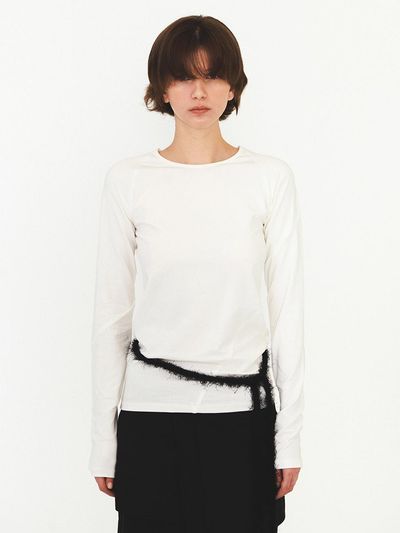 DIAGONAL Lace Raglan Tee - White