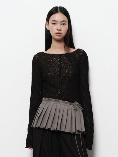 DIAGONAL SEE THROUGH LACE TOP [black]