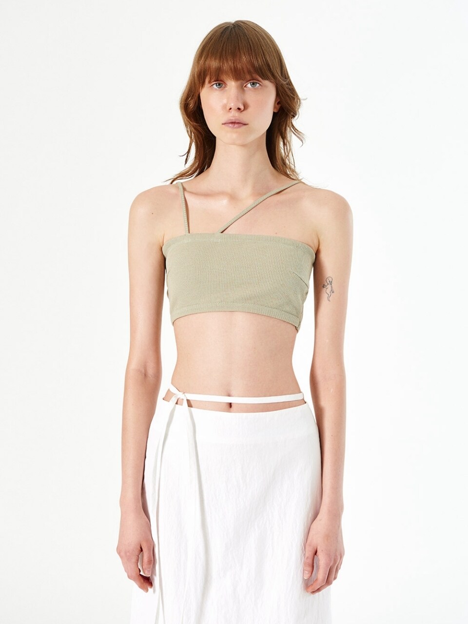 DIAGONAL Shoulder Strap Camisole_Green