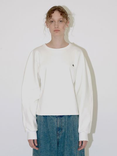 DIAGONAL Sleeve Silhouette Volume Sweatshirt - White