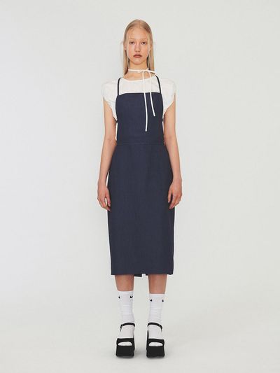 DIAGONAL STRAP SLEEVELESS DRESS (blue)