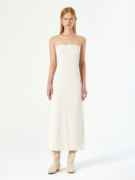 DIAGONAL Stretchy Maxi Dress _ Beige