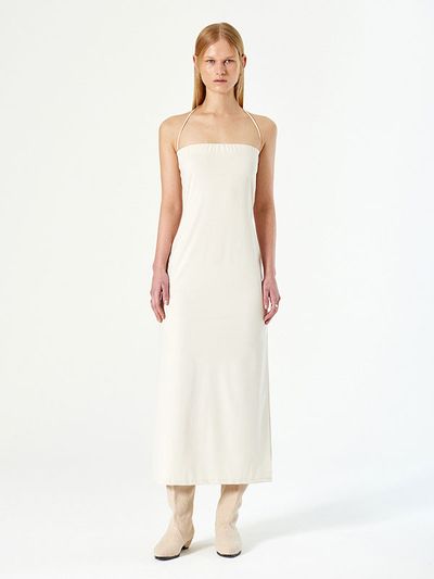 DIAGONAL Stretchy Maxi Dress _ Beige