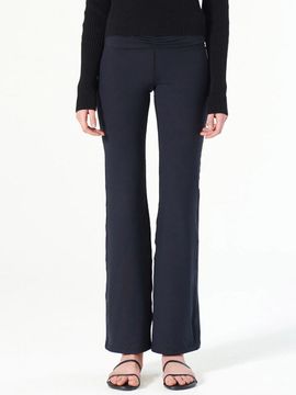 DIAGONAL Stretchy Shirring Flare Pants _ Black