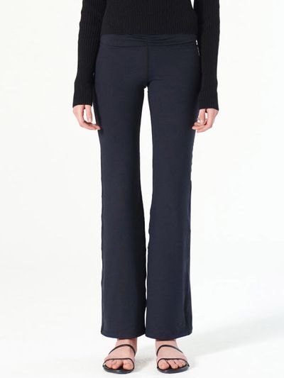 DIAGONAL Stretchy Shirring Flare Pants _ Black