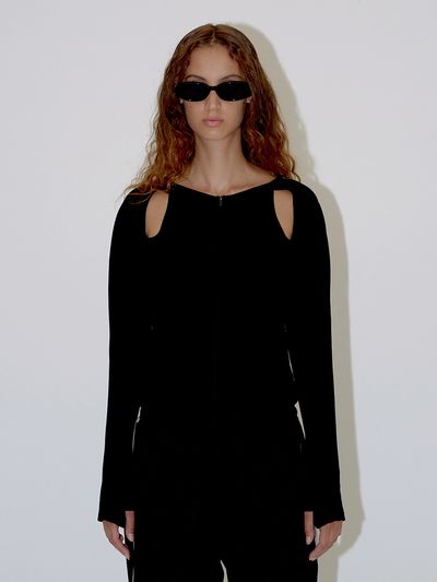 DIAGONAL Stretchy Slim Zip Up Jacket