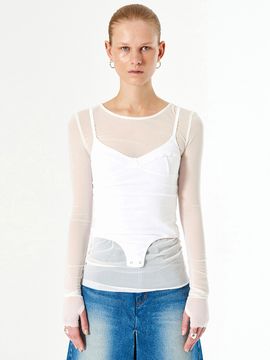 DIAGONAL Terry Bodysuit_White