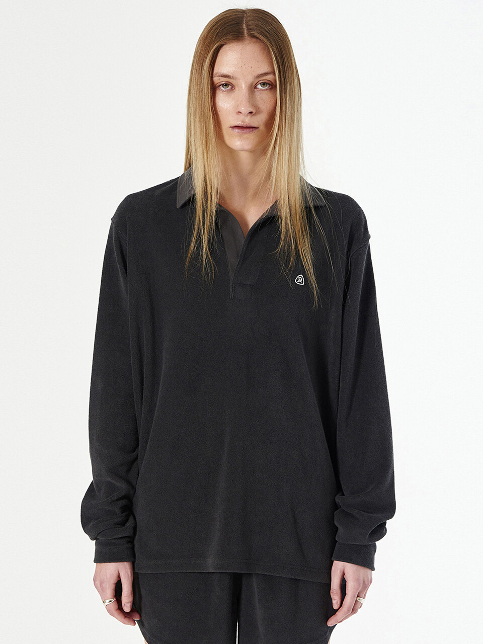 DIAGONAL Terry Polo Shirt_Gray