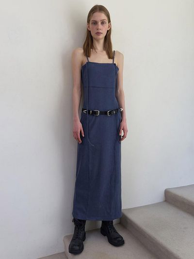 DIAGONAL TWO WAY LONG DRESS [blue]
