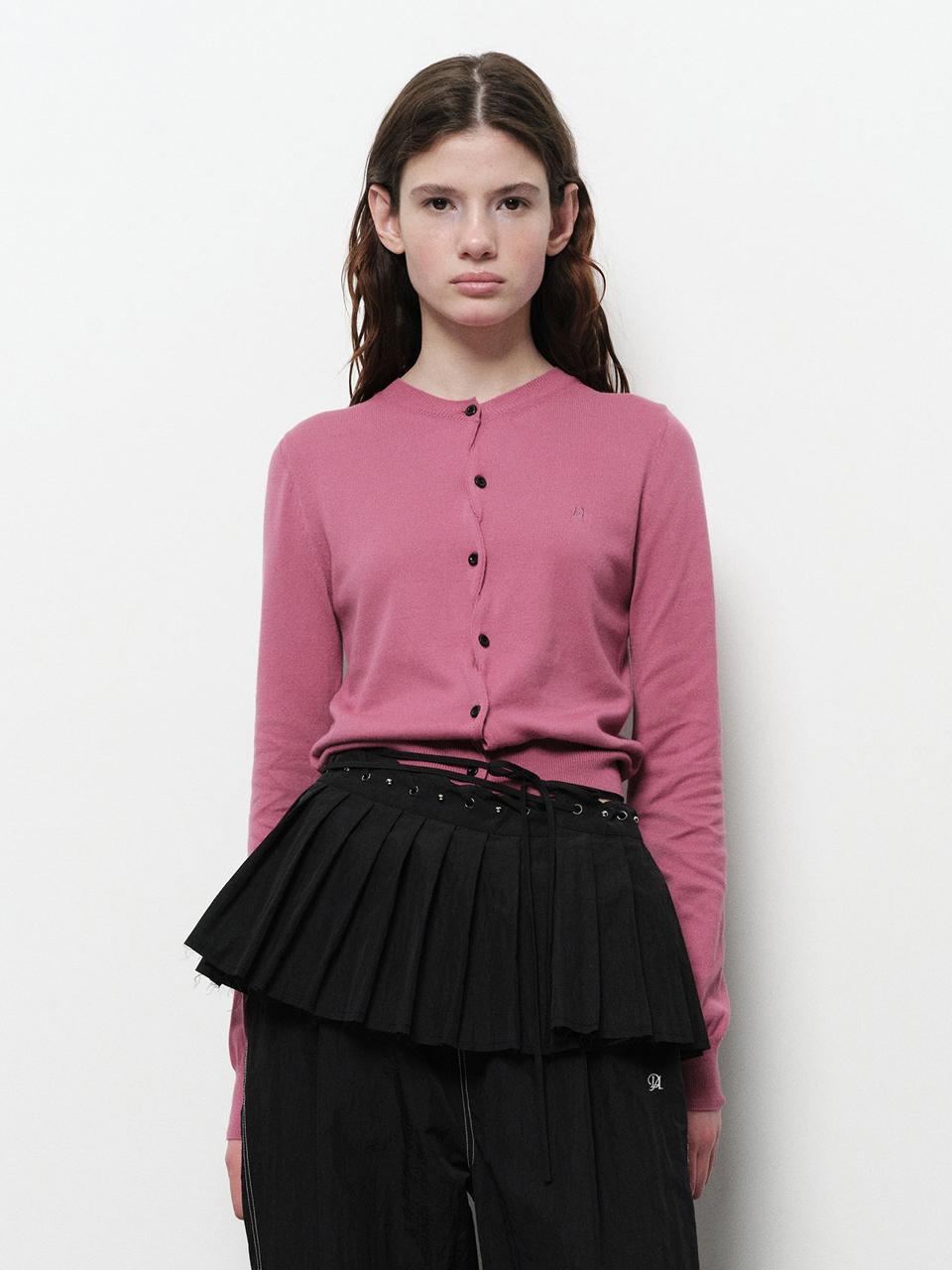 DIAGONAL UNBALANCE BUTTON CARDIGAN [pink]