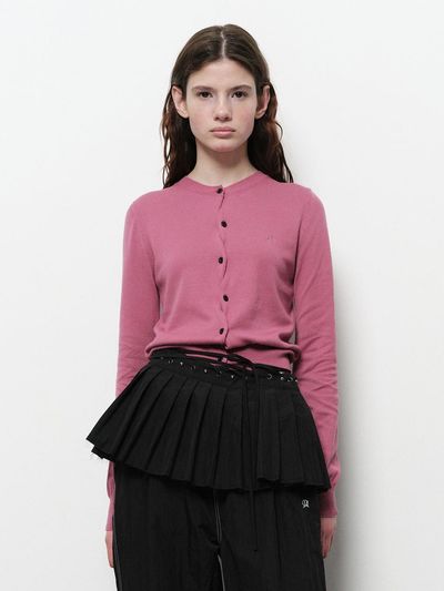 DIAGONAL UNBALANCE BUTTON CARDIGAN [pink]