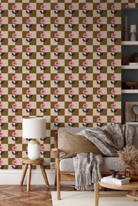Diana Pereira Studio Checker Charm Floral Wallpaper