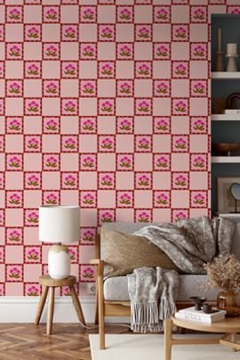 Diana Pereira Studio Folk Quilt Floral Patterned Wallpaper