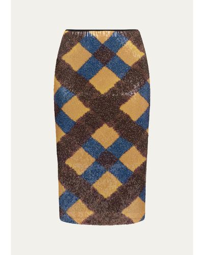 Diane von Furstenberg Bianca Sequin Mesh Midi Pencil Skirt