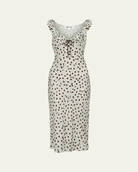 Diane von Furstenberg Christina Ruffle-Trim Polka Dot Midi Dress