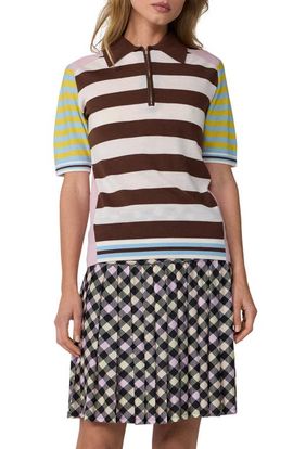Diane von Furstenberg Diane von Furstenberg Catrina Striped Merino Wool Polo Sweater