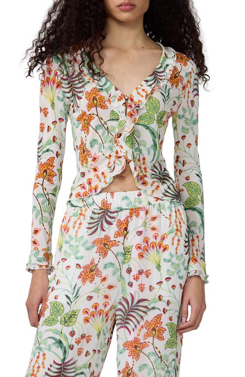 Diane von Furstenberg Diane von Furstenberg Fern Botanical Ruffle Trim Crop Top