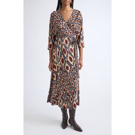 Diane von Furstenberg Diane von Furstenberg Ivara Ikat Print Faux Wrap Dress