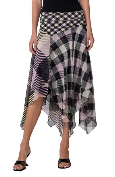 Diane von Furstenberg Diane von Furstenberg Margot Silk Handkerchief Hem Midi Skirt