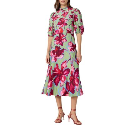 Diane von Furstenberg Diane von Furstenberg Nella Floral Mock Neck Midi Dress