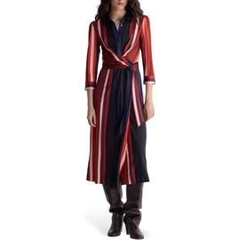 Diane von Furstenberg Diane von Furstenberg Sana Two Stripe Midi Wrap Dress