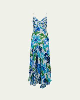 Diane von Furstenberg Eileen Beaded Floral-Print Maxi Dress