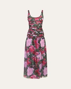 Diane von Furstenberg Lorna Ruched Floral-Print Midi Dress
